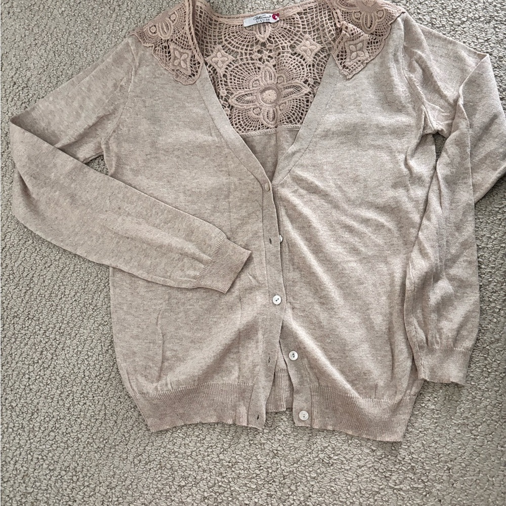 Lace Detail Top in Beige